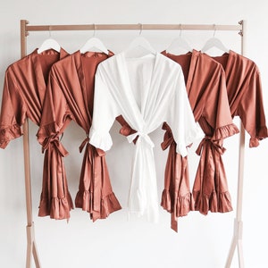 Robes for Bridesmaids in Clay Rust Terracotta Ruffle Robes Personalized Bridesmaid Robes with Names Custom Robes Woman (EB3377P)