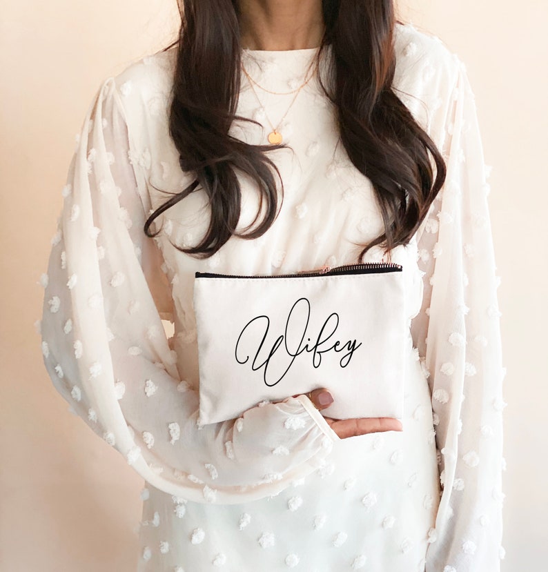 Wifey Makeup Bags Bride Makeup Bags Bride to Be Gift Ideas Bride Gift Bridal Shower Gift Honeymoon Gift for Bride EB3222NT image 1