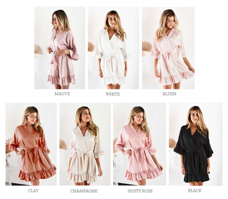 Bridesmaid Robes Ruffled Monogram Bridesmaid Robes Pretty Bridesmaid Getting Ready Robes Unique Bride & Maid of Honor Robes Satin EB3377M image 10