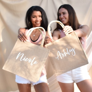 Personalized Jute Bags Personalized Beach Bridesmaid Gift Bridesmaid Bag Beach Tote Bags Personalized Bridesmaid Jute Bag EB3259P image 4