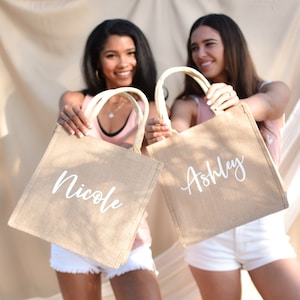 Bridesmaid Tote Bags Personalized Burlap Totes Bridesmaid Proposal Bags Tote Bag With Name Matching Bridesmaid Totes EB3259P image 3