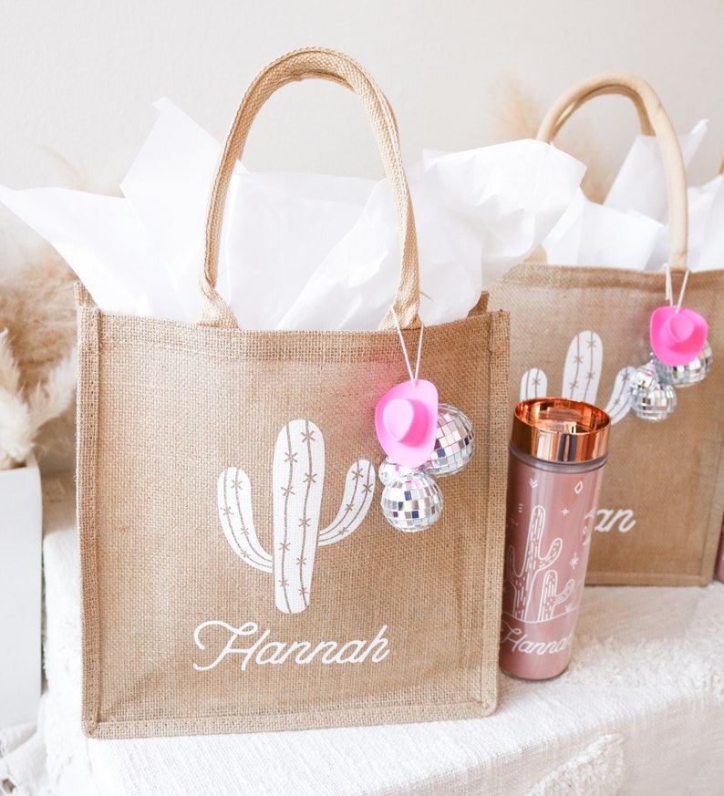 Bachelorette Gift Bags Desert Cactus Totes Bridesmaid Girls Trip Tote Bag Fiesta Bachelorette Disco Cowgirl Bachelorette EB3259DST image 9