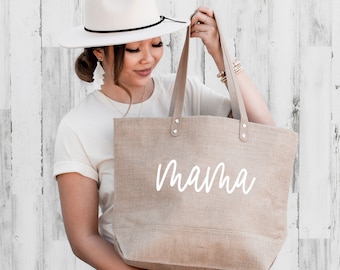 Mama Tote Bag Mom Beach Bag Mother's Day Gift Idea Mom Birthday Gift New Mom Gift Baby Shower Gift Bag (EB3330MAMA)