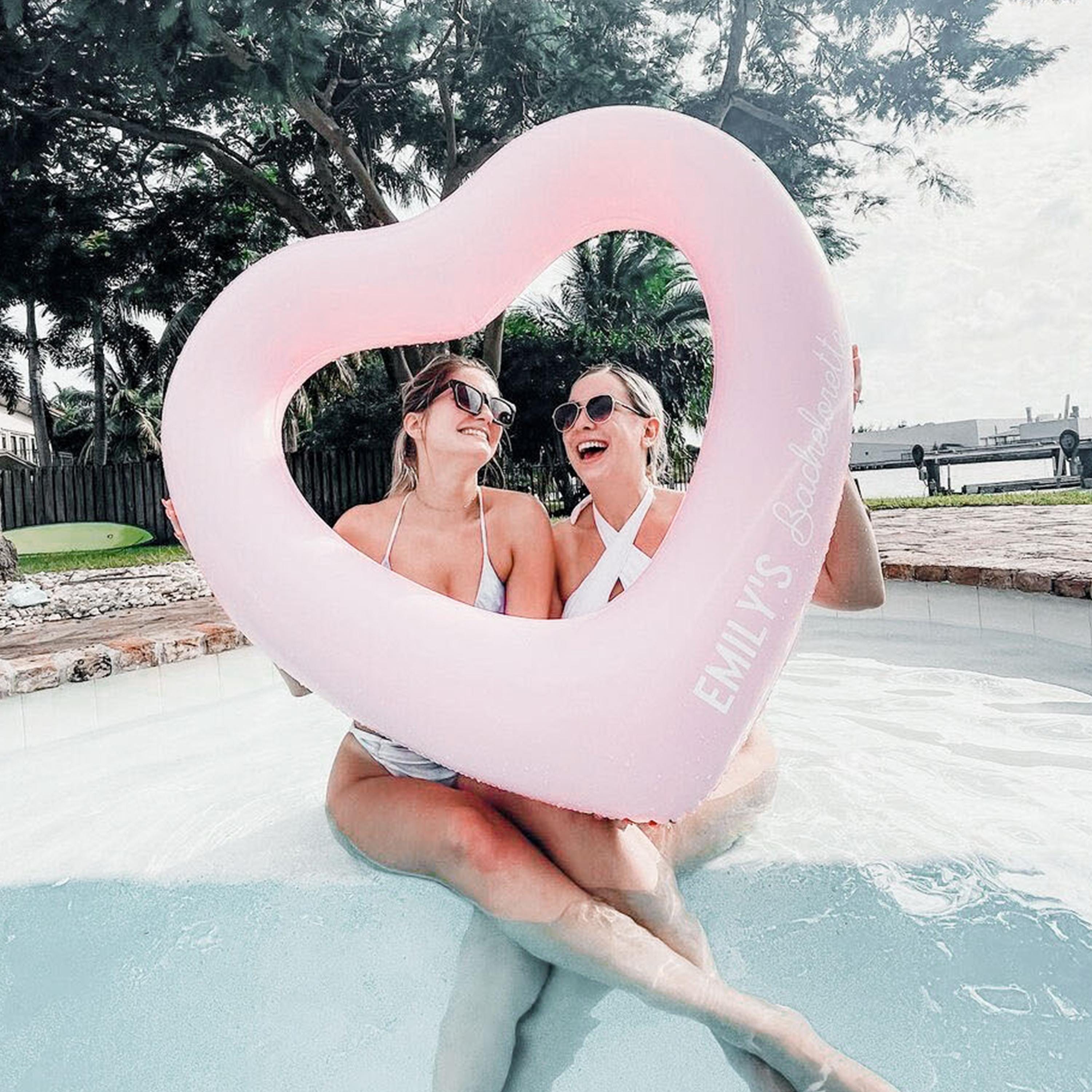 Bachelorette Party Decor Bachelorette Pool Float Personalized Heart Float Pink Beach Bachelorette Party Party Ideas Photo Prop (EB3432)