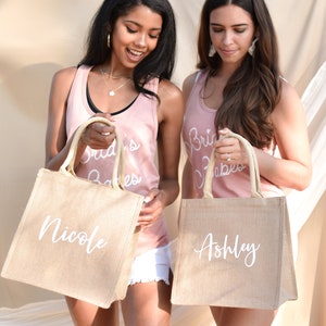 Personalized Jute Bags Personalized Beach Bridesmaid Gift Bridesmaid Bag Beach Tote Bags Personalized Bridesmaid Jute Bag EB3259P image 6