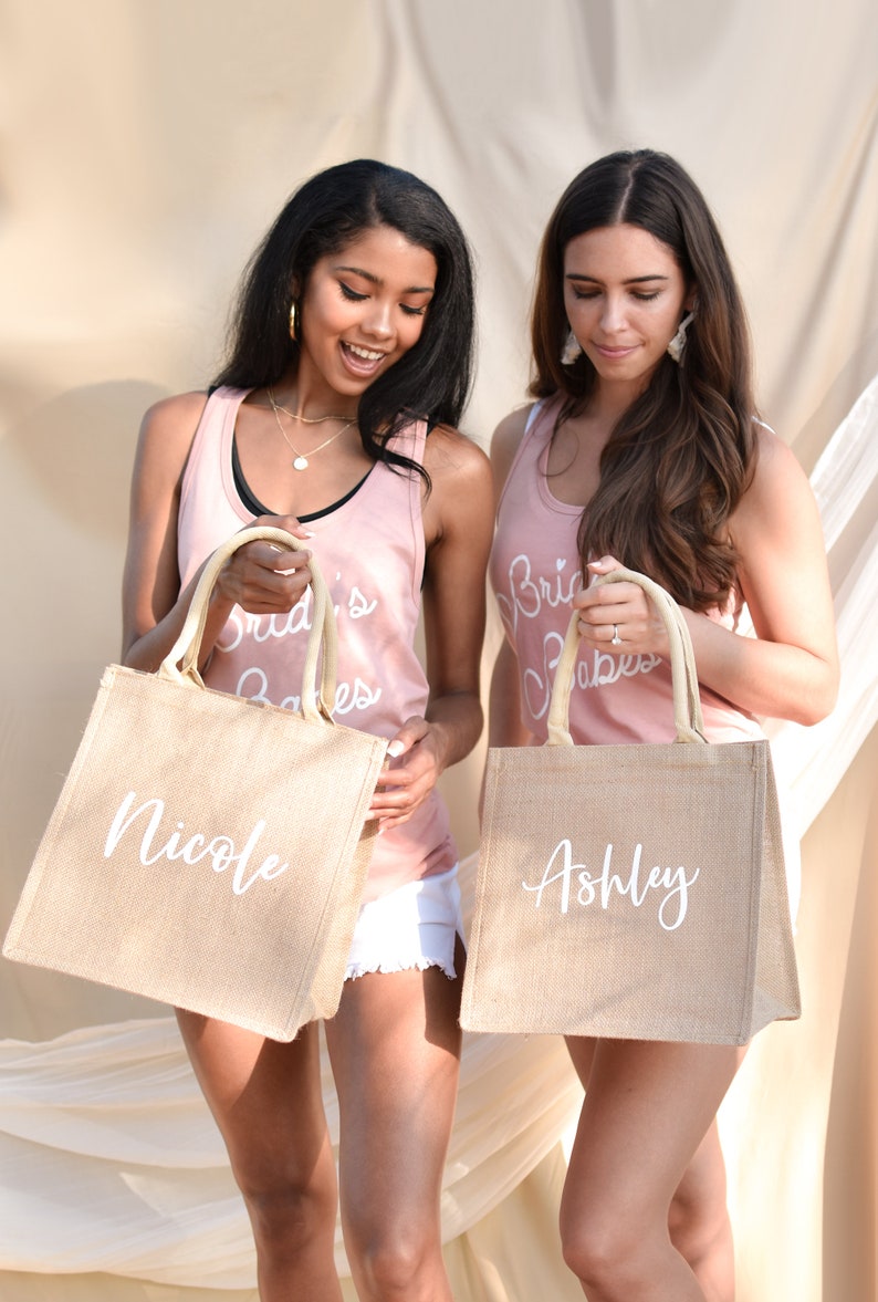 Personalized Jute Bags Personalized Beach Bridesmaid Gift Bridesmaid Bag Beach Tote Bags Personalized Bridesmaid Jute Bag EB3259P image 6