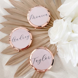 Pretty Bridesmaid Gifts Unique Bridal Shower Favors Mirror Compacts Gold Bridesmaid Mirrors Personalized Gifts for Women EB3166AD image 6