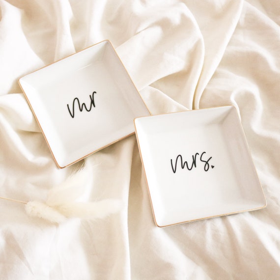 Mr and Mrs Ring Dish Wedding Gift Engagement Gift Jewelry Dish Bride To Be Gift (EB3180MRSH) Il_570xn