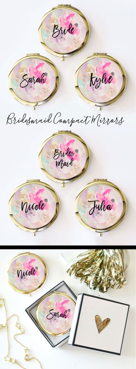 Personalised Maid of Honour Compact Mirror Wedding Favour Thank You Gift 