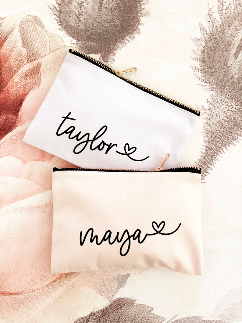 Make Up Bag Personalized Make up Bag Bridesmaid Make Up Bag Women Gift Ideas Birthday Gifts for Women Cute Make Up Bag EB3222HRT image 2