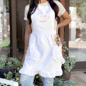 Custom Aprons for Womens Aprons Ruffled with Pockets Hostess Gift Ideas Personalized Apron Pink Aprons Personalized EB3353CT image 5