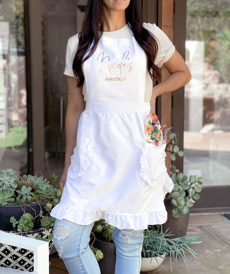 Custom Aprons for Womens Aprons Ruffled With Pockets Hostess Etsy