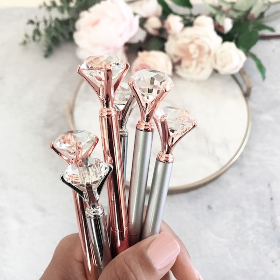 DIAMOND PENS Crystal Diamond Gem Pen Wedding Guest Book Pen Planner  Supplies Bridesmaid Proposal Box Gift for Her Party Favors 