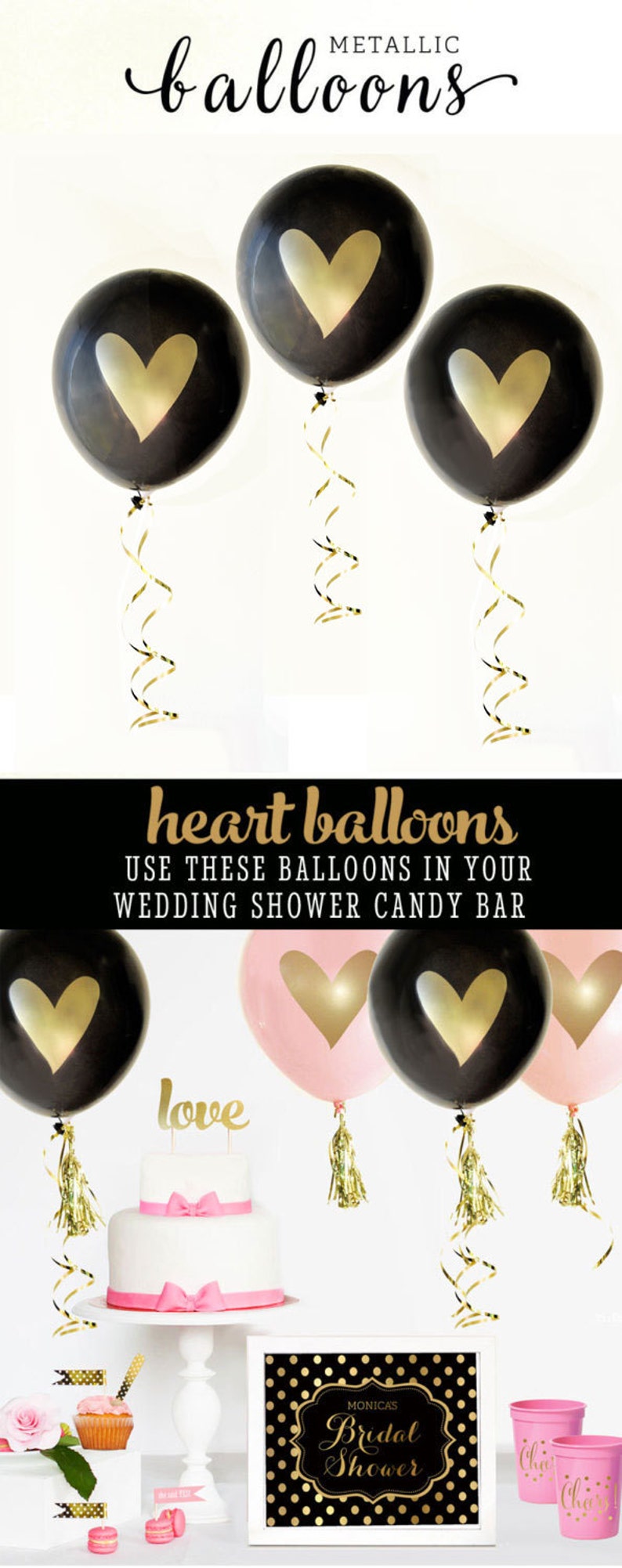 Black and Gold Wedding Shower Decorations Black and Gold Party Etsy