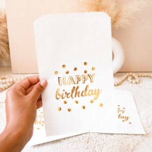 Birthday Party Favors Party Favor Bags Birthday Candy Bags for Candle Table White Black Pink Paper Favor Bags EB3038Y set of 12 image 4