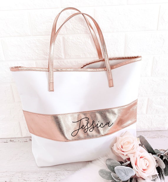 Rose Gold Tote Bag Rose Gold Bridesmaid Gift Bags Rose Gold Bridesmaid Tote  Bags Personalized Bridesmaid Tote Bag (EB3175P)