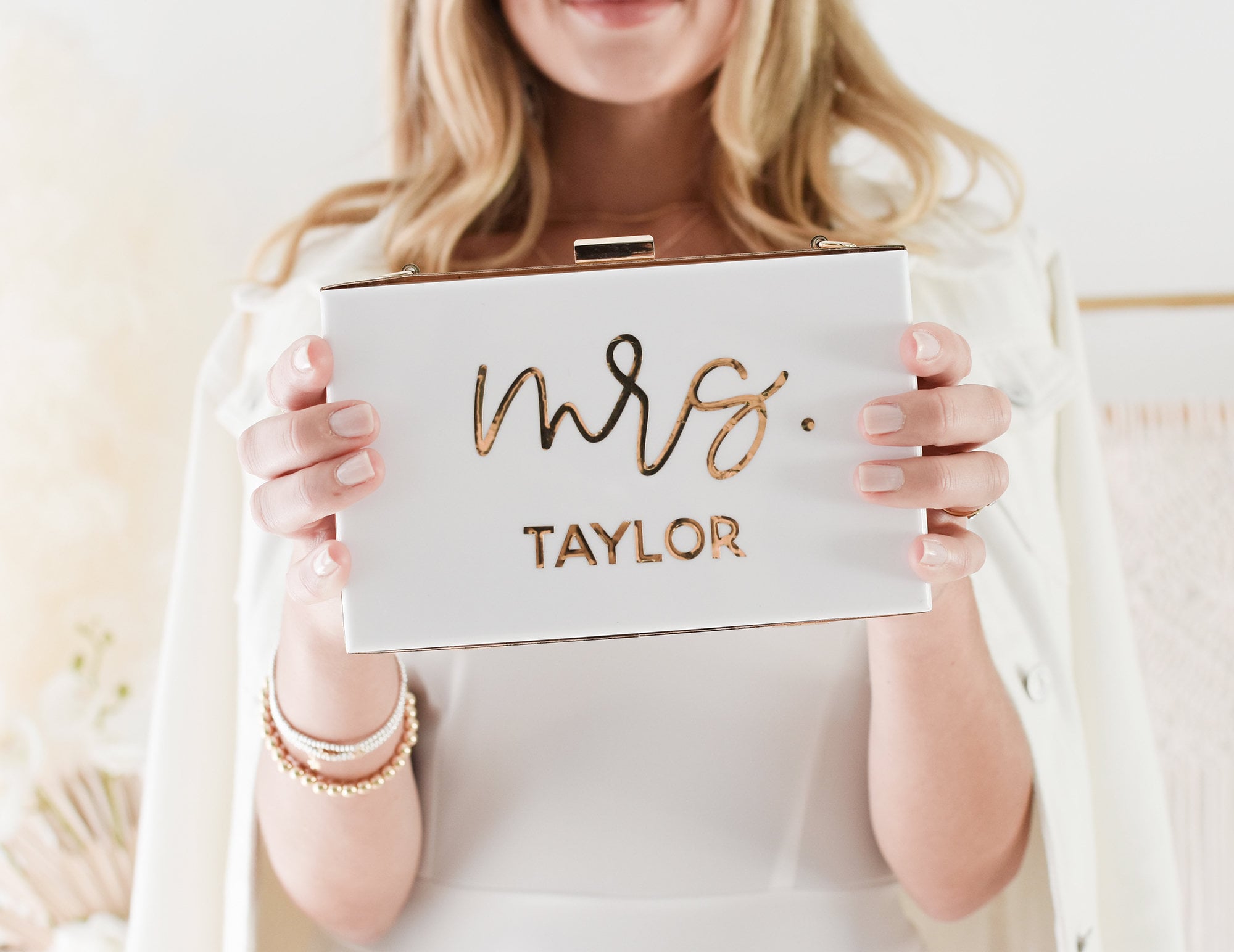 Mrs Purse Bride Clutch Purse for Wedding Bridal Clutch Custom Gift for Bride to Be Personalized Wedding Gift for Bride (EB3338MRS)