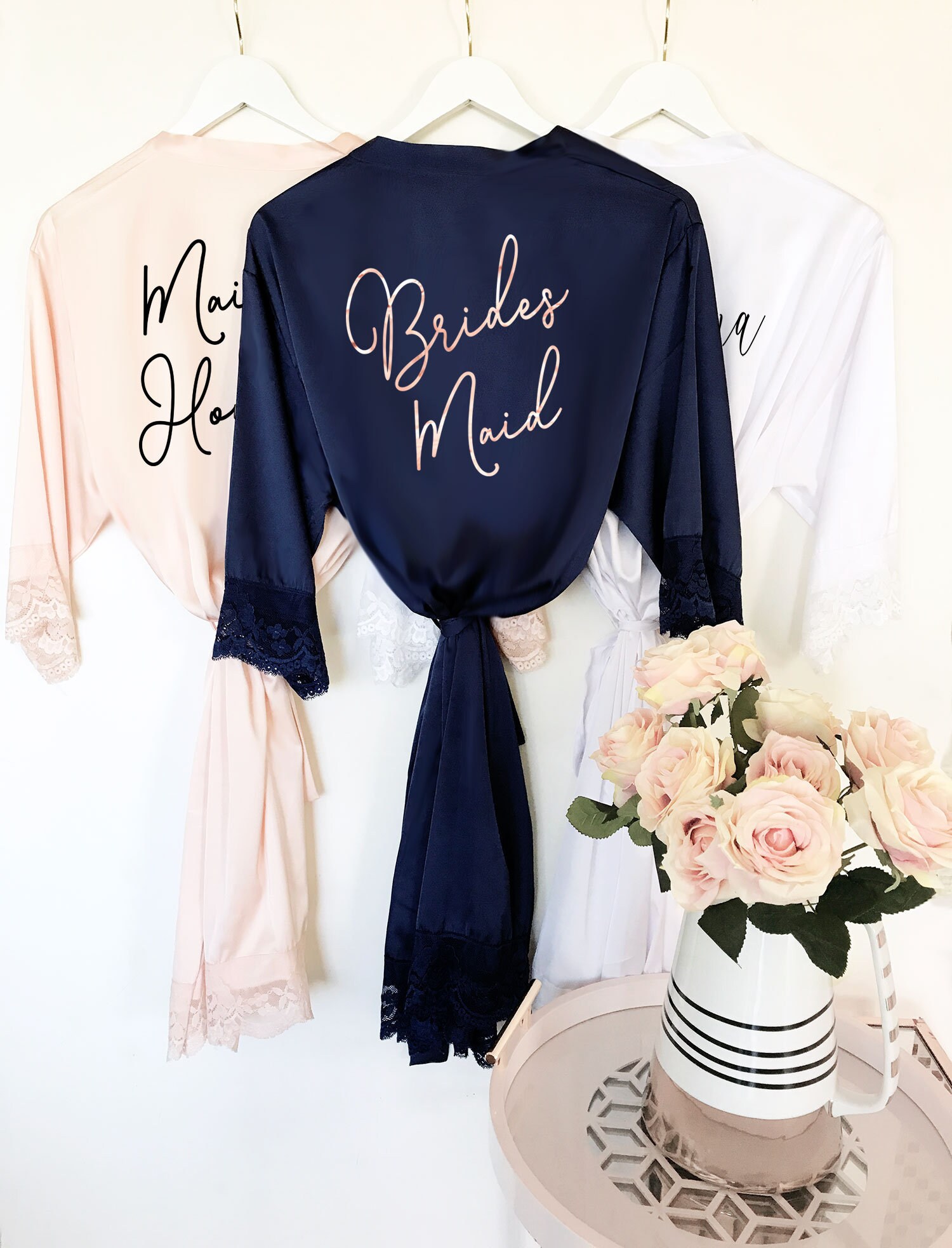 navy bridesmaid robe