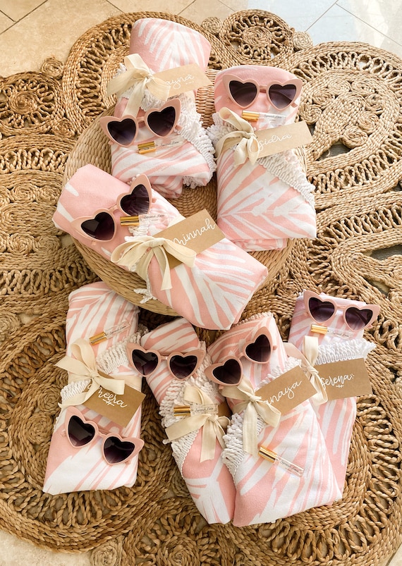 Bridesmaid Towels Personalized Tropical Bachelorette Party Favors