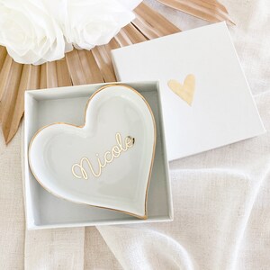 Personalized Ring Dish Bridesmaid Gift Personalized Heart Ring Dish Bridesmaid Ring Dish Jewelry Holder Gifts for Women Friends EB3233SM image 6