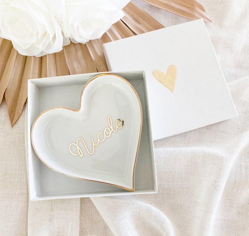 Personalized Ring Dish Bridesmaid Gift Personalized Heart Ring Dish Bridesmaid Ring Dish Jewelry Holder Gifts for Women Friends EB3233SM image 6