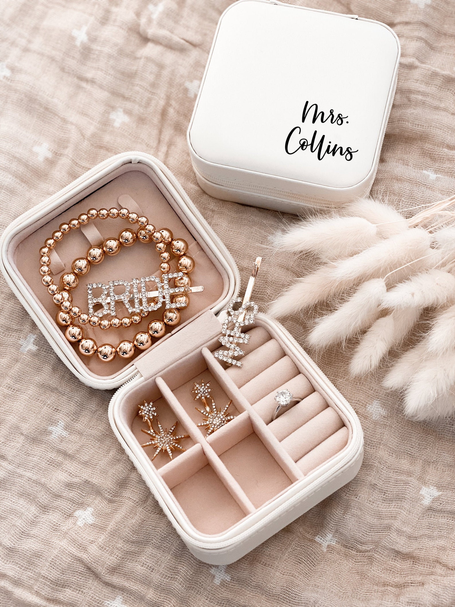 Bride Jewelry Box Bride Gift Box Mrs Jewelry Box Personalized Bridal