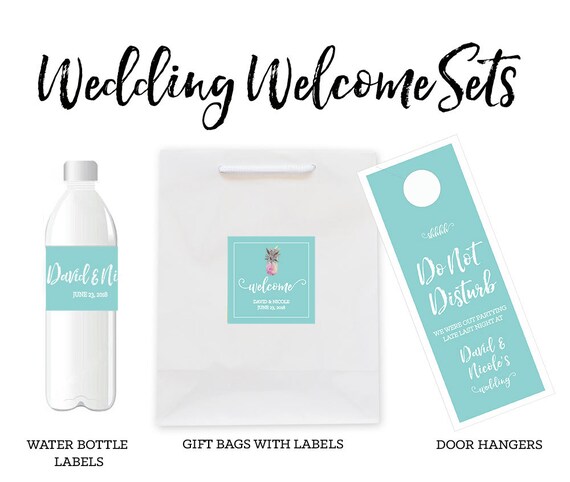 Wedding Welcome Bags Wedding Water Bottle Labels Wedding Door Etsy