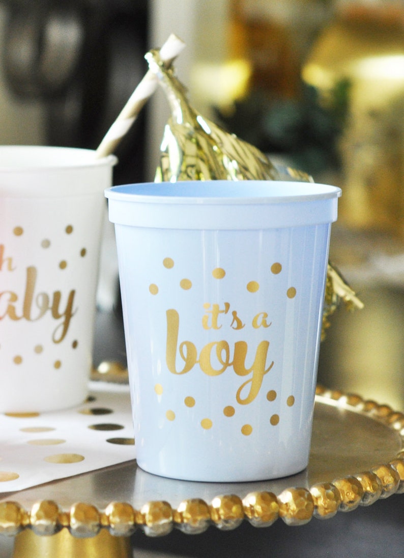 Baby Shower Cups Gender Reveal Cups Baby Shower Etsy