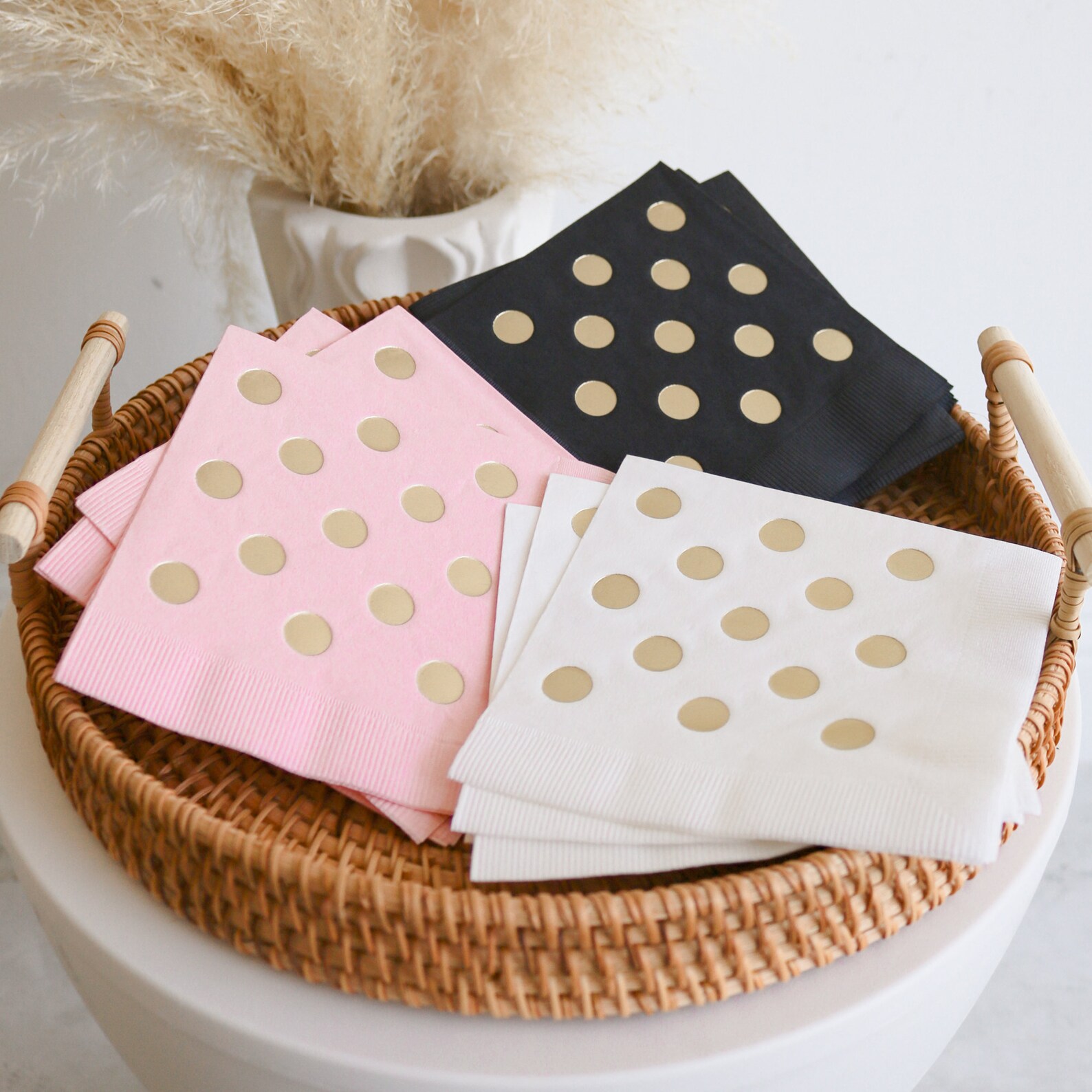 Gold Foil Napkins Polka Dot Napkins Gold Paper Napkins Etsy