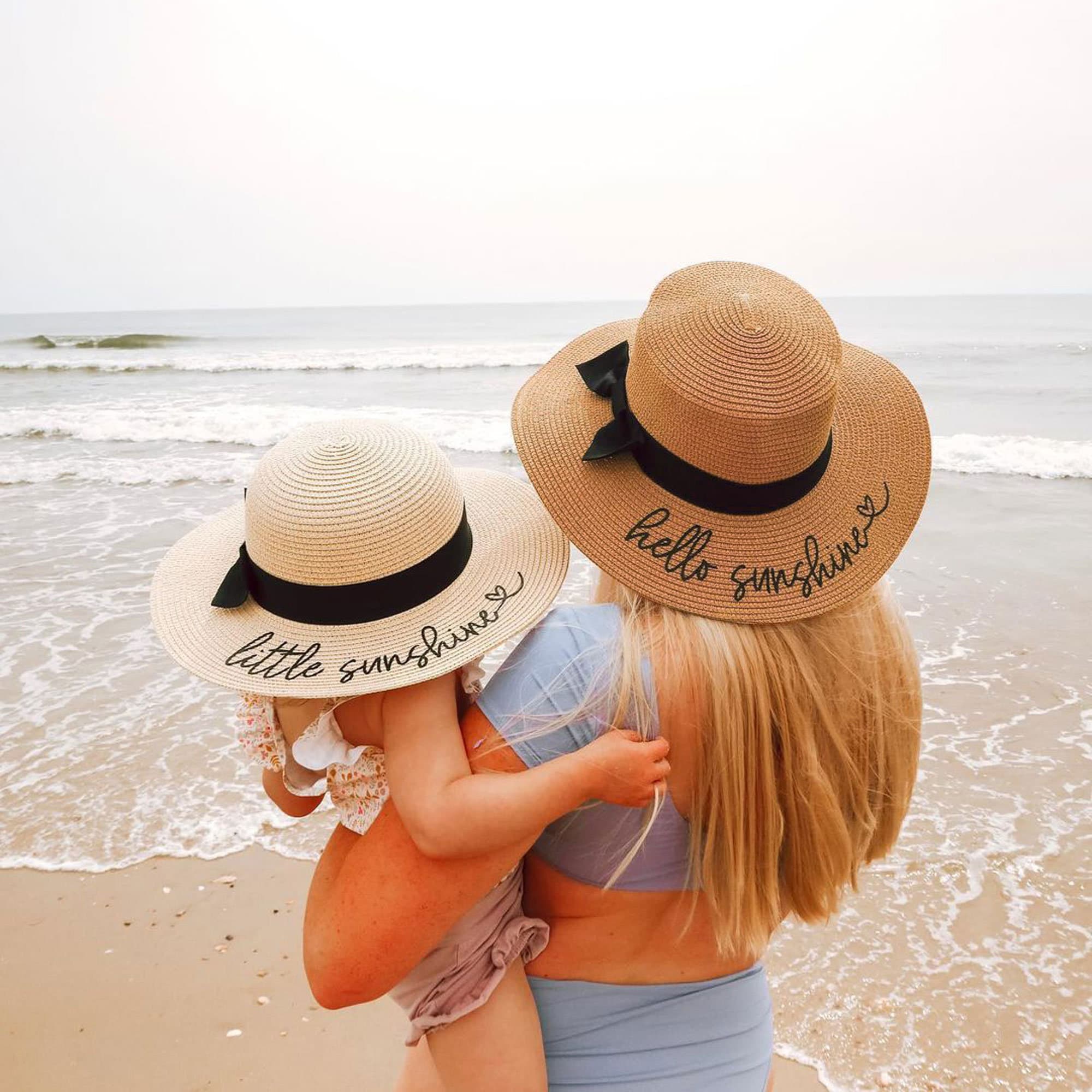 Girl Hats Nautical Straw Hats Panama Hats Custom Straw Hats Mommy & Me Matching Hats Beach Hats Matching Earrings and Bracelet for Mom