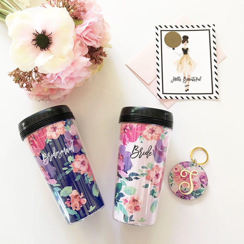 Floral Travel Mug Floral Coffee Mug Personalized Travel Mug Etsy