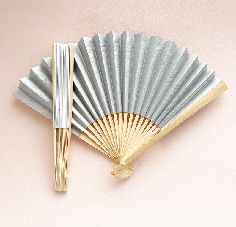 Paper Fan Hand Fan Wedding Fans Paper Hand Fan Paper Wedding Fan Beach Fan Favors Beach Wedding Ideas Hand held Fans EB2121 set of 24 image 1