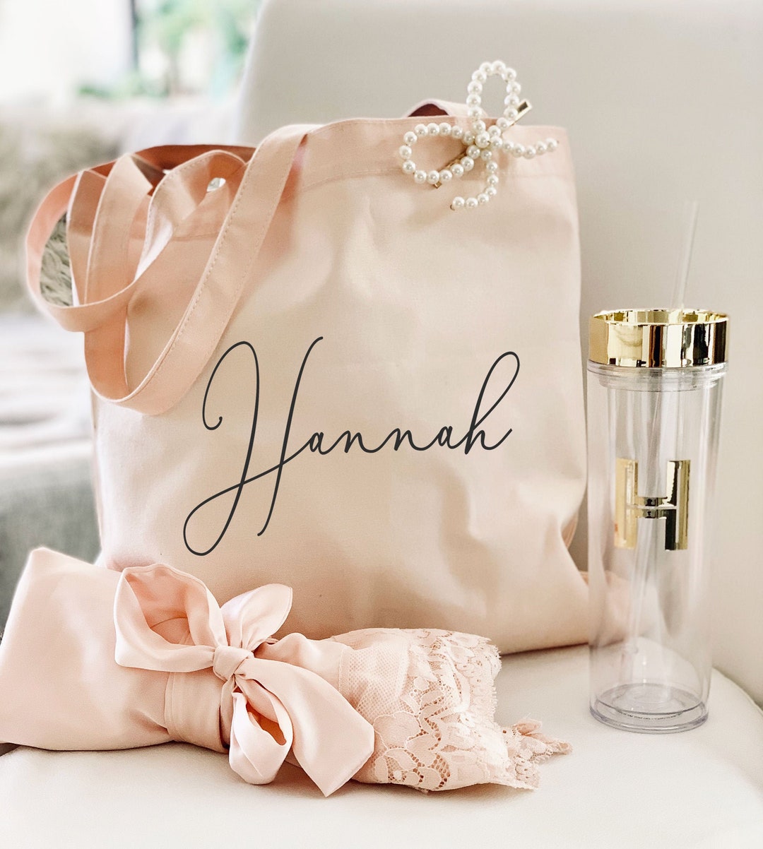 Custom Bridesmaid Make Up Gift Bag with Name