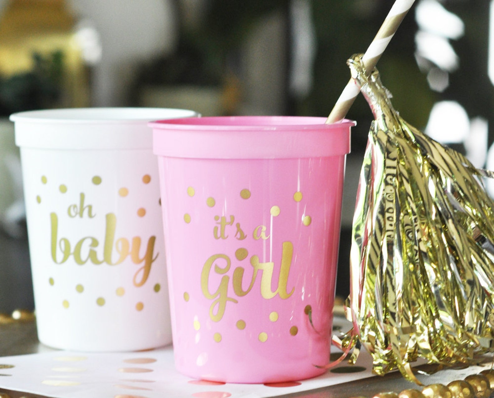 Baby Shower Cups Gender Reveal Cups Baby Shower Etsy