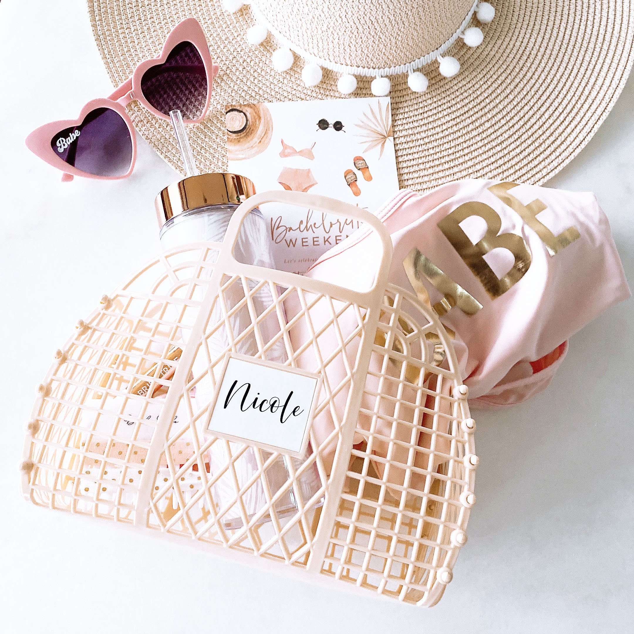 Bachelorette Gift Bags for Women, Friends, Girls, Teens - Personalized Jelly Bag for Holiday Gift Packaging Custom Mini Tote  (EB3470P)
