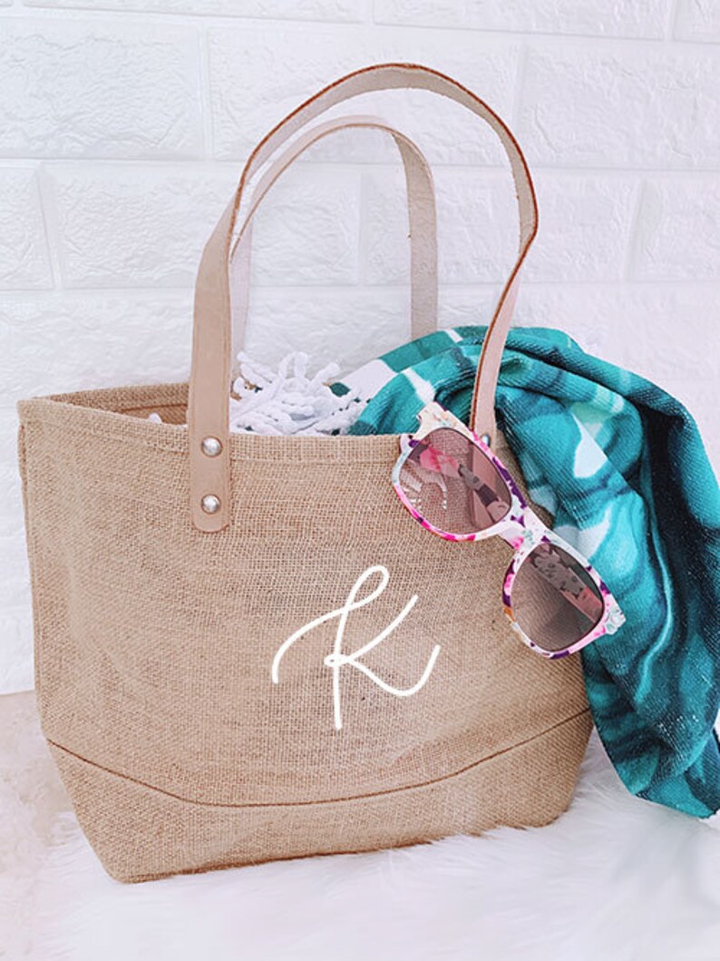 Monogram Beach Bag Burlap Bags Large Beach Tote Bags Monogram Etsy