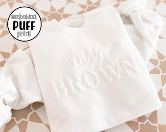 Mrs Sweatshirt Personalized Bride Sweatshirt Bridal Shower Gift Ideas Winter Bride Embossed Mrs Last Name Sweater Honeymoon (EB3453PFMRS)