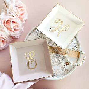 Personalized Ring Dish Personalized Bridesmaid Gifts Bridesmaid Jewelry Box Personalized Jewelry Dish Monogram Ring Dish EB3180SM image 3