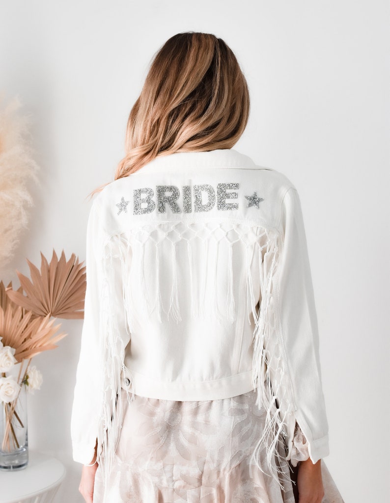 Small/Medium BRIDE white jean jacket