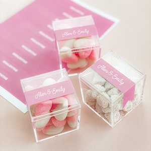 Personalized Bridal Shower Favor Boxes Clear Candy Box Favor for Wedding Candy Favor Containers Acrylic - 12| (EB3102CLA) set of 12 boxes