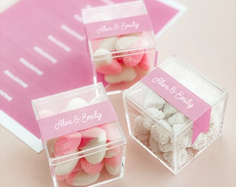 Personalized Bridal Shower Favor Boxes Clear Candy Box Favor for Wedding Candy Favor Containers Acrylic - 12| (EB3102CLA) set of 12 boxes