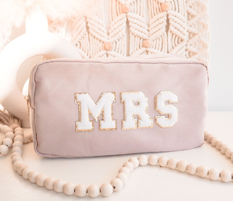 Bride Gift Bag Mrs Gifts Bridal Shower Gift for Bride Travel Bag Honeymoon Gift Nylon Pouch Cosmetic Make Up Bag Large EB3497BRD image 8