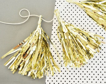 Gold Mini Tassels - Mini Tassel Garland Pink and Gold Party Decor Tassels Metallic Gold Tassel Garland 2| (EB3087) - set of 12 Mini Tassels