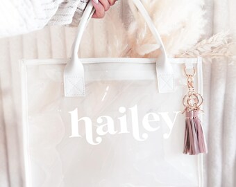 Personalized Clear Bag Bridesmaid Tote Bag for Women Large