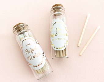 Wedding Matches Personalized Match Bottles Wedding Matches Wedding Favors Matches A Perfect Match (EB3393FPE) SET OF 10 Glass Match Bottles