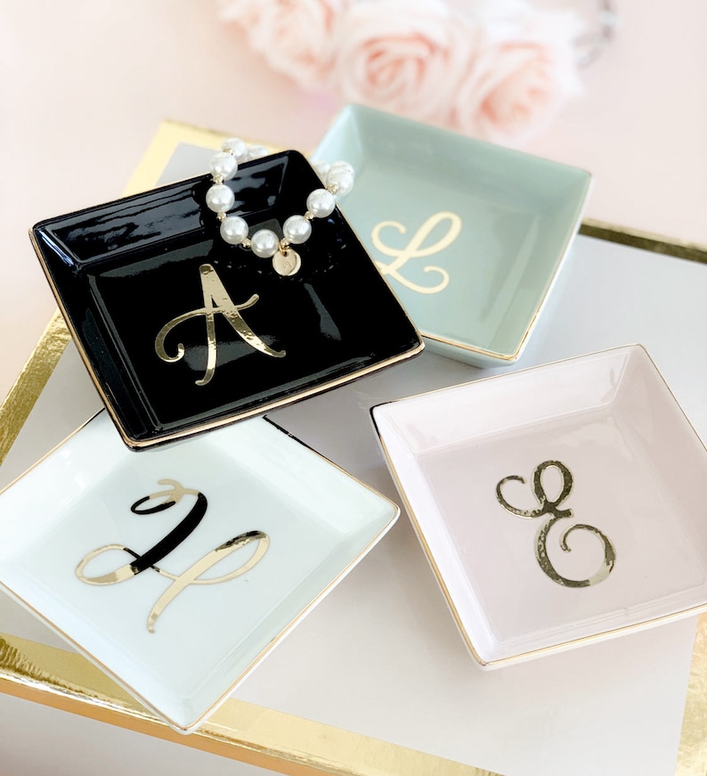 Personalized Ring Dish Personalized Bridesmaid Gifts Bridesmaid Jewelry Box Personalized Jewelry Dish Monogram Ring Dish EB3180SM image 1