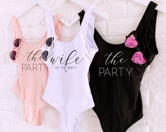 Wife of the Party Swimsuit Bride to be Swimsuit One Piece Bachelorette Swimsuits Bride Bachelorette Swim Suit for Bridesmaids (EB3342WD)