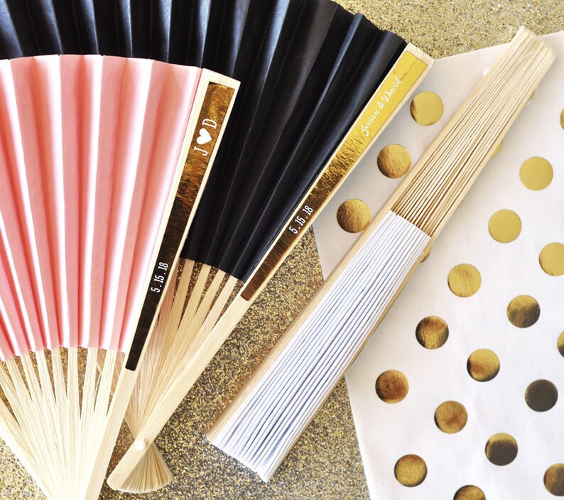 Gold Paper Fans Gold Fans Personalized Metallic Silver & Etsy
