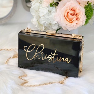 Personalized Acrylic Clutch Bridesmaid Clutch Bridesmaid Purse Bridesmaid Bag Custom Personalized Acrylic Purse Acrylic Clutch EB3338P image 6