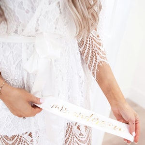 Bride Robe Lace Bridal Robe Personalized Bride Robe Regular and Plus Size Bridal Robe Full Lace Robe Bride Gift EB3321P image 5